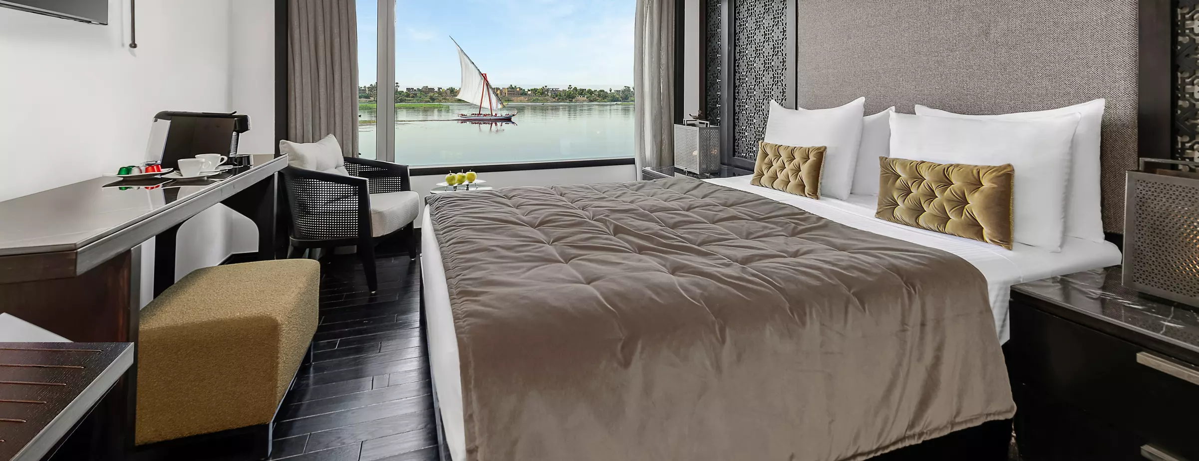 Cabin aboard the MS Mövenpick Darakum Nile Cruise Nile cruise